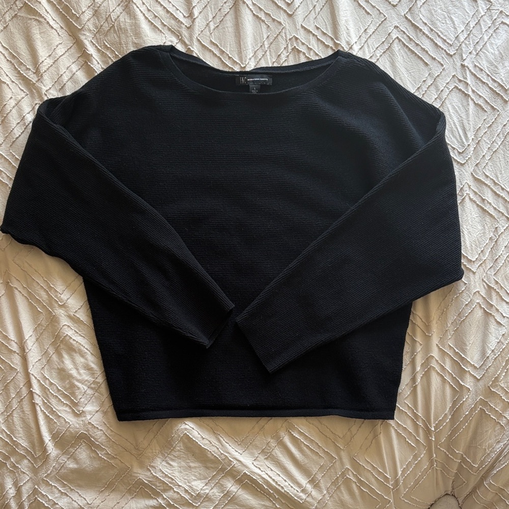 INC International Concepts Black Knit Top